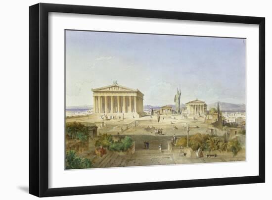 The Acropolis of Athens in the Time of Pericles 444 BC. 1851-Ludwig Lange-Framed Giclee Print