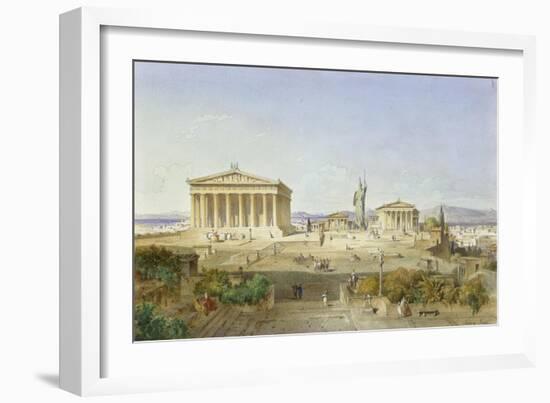 The Acropolis of Athens in the Time of Pericles 444 BC. 1851-Ludwig Lange-Framed Giclee Print