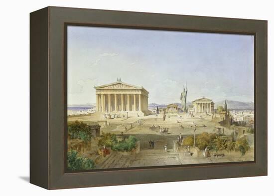 The Acropolis of Athens in the Time of Pericles 444 BC. 1851-Ludwig Lange-Framed Premier Image Canvas