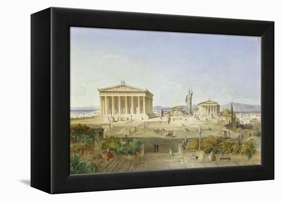 The Acropolis of Athens in the Time of Pericles 444 BC. 1851-Ludwig Lange-Framed Premier Image Canvas