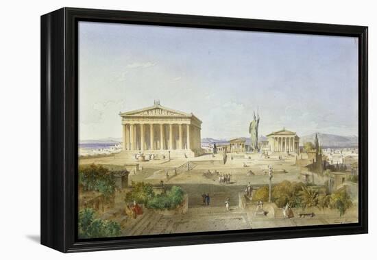 The Acropolis of Athens in the Time of Pericles 444 BC. 1851-Ludwig Lange-Framed Premier Image Canvas