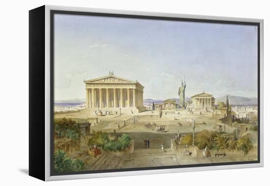 The Acropolis of Athens in the Time of Pericles 444 BC. 1851-Ludwig Lange-Framed Premier Image Canvas