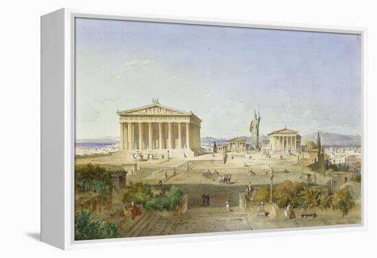 The Acropolis of Athens in the Time of Pericles 444 BC. 1851-Ludwig Lange-Framed Premier Image Canvas