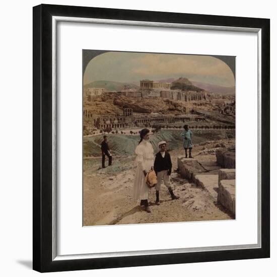 'The Acropolis of Athens, Lycabettus and Royal Palace, from Philopappos monument', 1907-Elmer Underwood-Framed Photographic Print