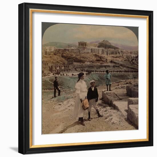 'The Acropolis of Athens, Lycabettus and Royal Palace, from Philopappos monument', 1907-Elmer Underwood-Framed Photographic Print