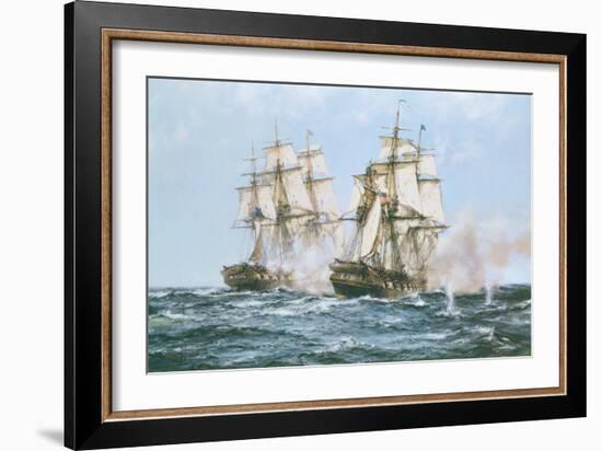 The Action Between the Java and Constitution-Montague Dawson-Framed Premium Giclee Print