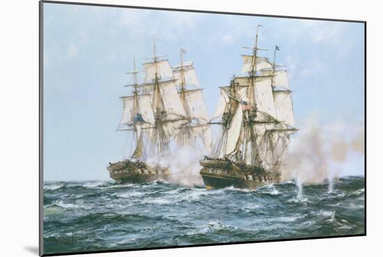 The Action Between the Java and Constitution-Montague Dawson-Mounted Premium Giclee Print