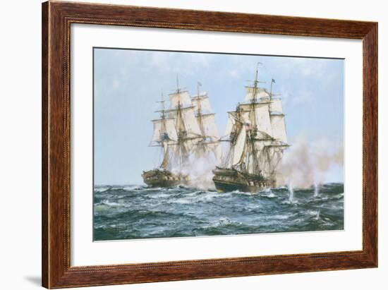 The Action Between the Java and Constitution-Montague Dawson-Framed Art Print