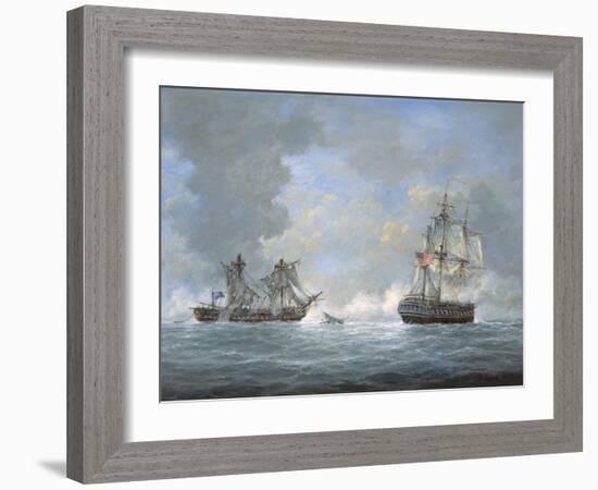The Action Between U.S and the British 'Macedonian' Frigate Off the Canary Islands on Oct 25, 1812-Richard Willis-Framed Giclee Print