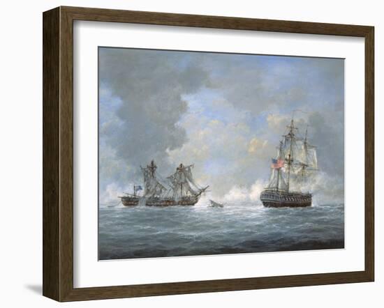 The Action Between U.S and the British 'Macedonian' Frigate Off the Canary Islands on Oct 25, 1812-Richard Willis-Framed Giclee Print