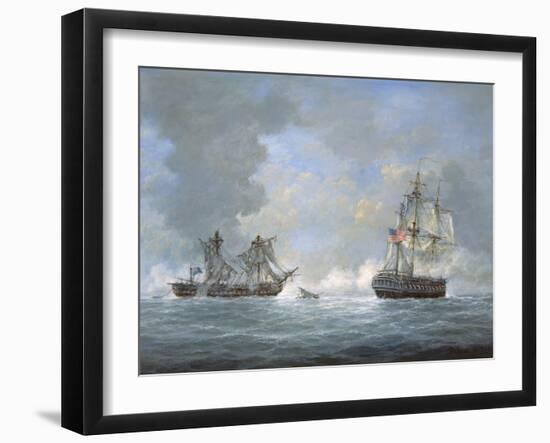 The Action Between U.S and the British 'Macedonian' Frigate Off the Canary Islands on Oct 25, 1812-Richard Willis-Framed Giclee Print