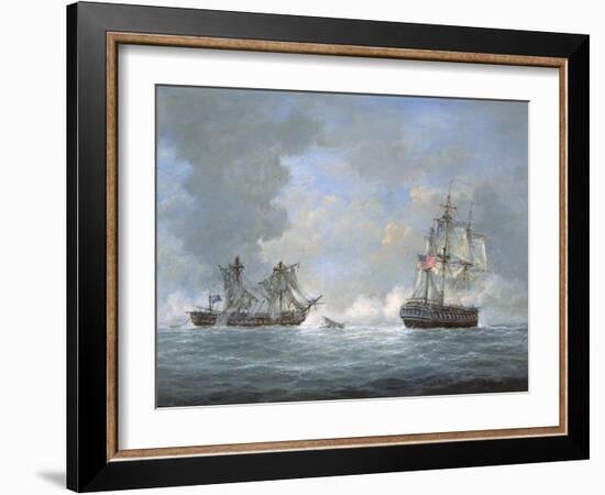 The Action Between U.S and the British 'Macedonian' Frigate Off the Canary Islands on Oct 25, 1812-Richard Willis-Framed Giclee Print
