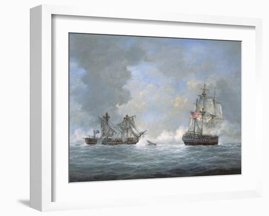 The Action Between U.S and the British 'Macedonian' Frigate Off the Canary Islands on Oct 25, 1812-Richard Willis-Framed Giclee Print