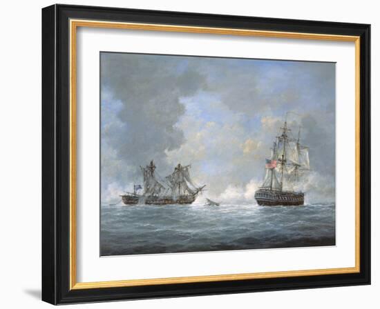 The Action Between U.S and the British 'Macedonian' Frigate Off the Canary Islands on Oct 25, 1812-Richard Willis-Framed Giclee Print