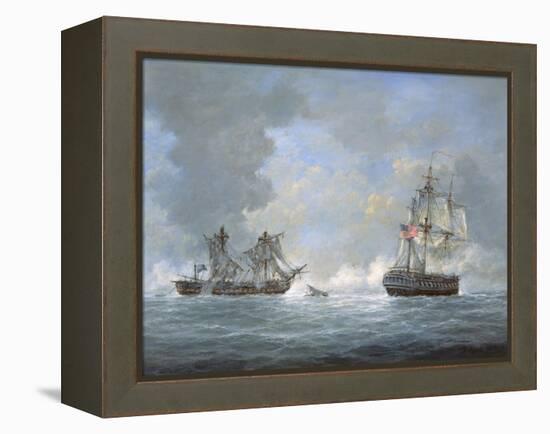 The Action Between U.S and the British 'Macedonian' Frigate Off the Canary Islands on Oct 25, 1812-Richard Willis-Framed Premier Image Canvas