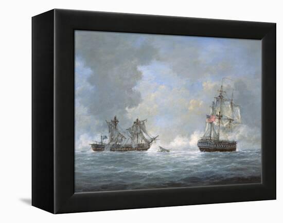 The Action Between U.S and the British 'Macedonian' Frigate Off the Canary Islands on Oct 25, 1812-Richard Willis-Framed Premier Image Canvas