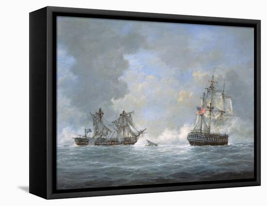 The Action Between U.S and the British 'Macedonian' Frigate Off the Canary Islands on Oct 25, 1812-Richard Willis-Framed Premier Image Canvas