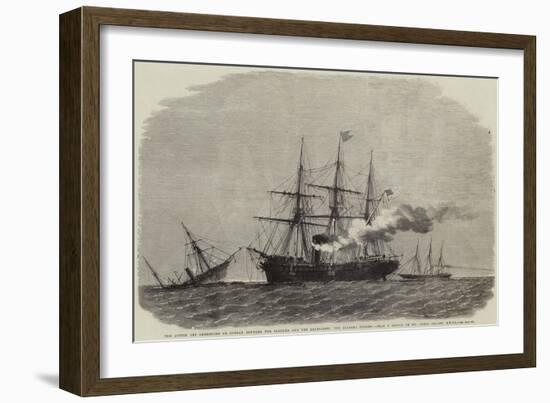 The Action Off Cherbourg on Sunday Between the Alabama and the Kearsarge, the Alabama Sinking-null-Framed Giclee Print