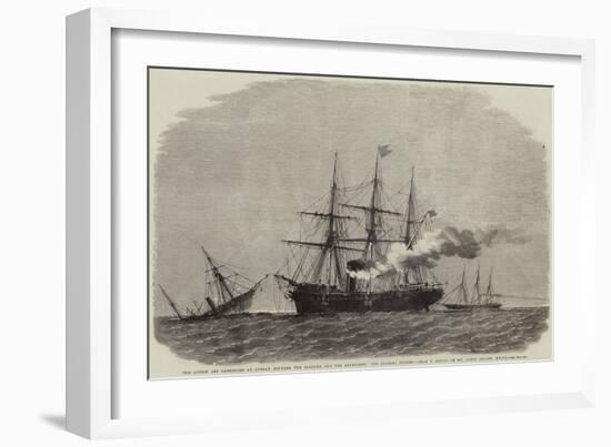 The Action Off Cherbourg on Sunday Between the Alabama and the Kearsarge, the Alabama Sinking-null-Framed Giclee Print