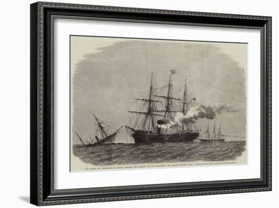 The Action Off Cherbourg on Sunday Between the Alabama and the Kearsarge, the Alabama Sinking-null-Framed Giclee Print