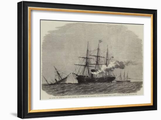 The Action Off Cherbourg on Sunday Between the Alabama and the Kearsarge, the Alabama Sinking-null-Framed Giclee Print