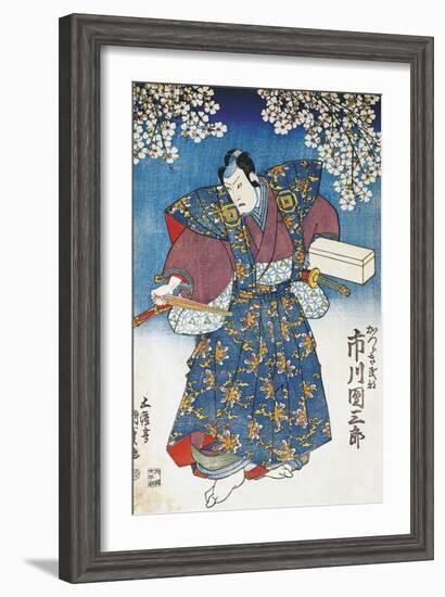 The Actor Ichikawa Dan Saburo Playing the Samurai Minbu Katsuragi, 1839-Utagawa Kunisada-Framed Giclee Print