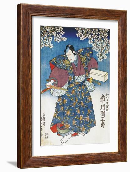 The Actor Ichikawa Dan Saburo Playing the Samurai Minbu Katsuragi, 1839-Utagawa Kunisada-Framed Giclee Print