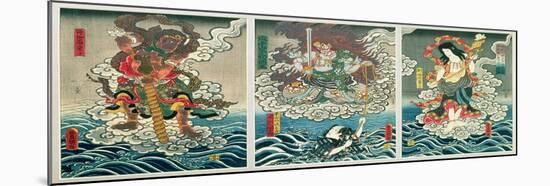 The Actor Ichikawa Ebizo V as the Deity Fudo Myoo Rescuing Ichikawa Danjuro VIII, c.1850-Utagawa Kunisada-Mounted Giclee Print