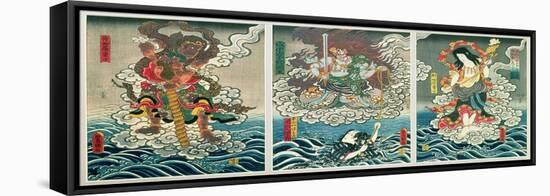 The Actor Ichikawa Ebizo V as the Deity Fudo Myoo Rescuing Ichikawa Danjuro VIII, c.1850-Utagawa Kunisada-Framed Premier Image Canvas