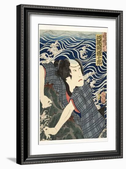 The Actor Kawarazaki Gonjuro I as Ukiyo Inosuke, Later Danjuro Vii, 1862-Tsukioka Yoshitoshi-Framed Giclee Print