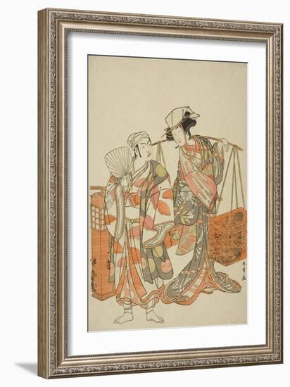 The Actors Ichimura Uzaemon Ix (Left) and Nakamura Tomijuro I-Katsukawa Shunsho-Framed Giclee Print