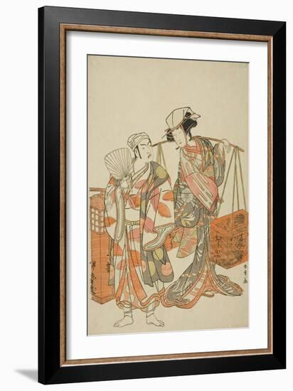 The Actors Ichimura Uzaemon Ix (Left) and Nakamura Tomijuro I-Katsukawa Shunsho-Framed Giclee Print