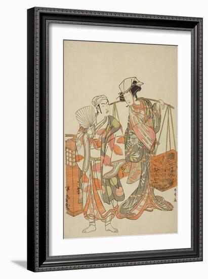 The Actors Ichimura Uzaemon Ix (Left) and Nakamura Tomijuro I-Katsukawa Shunsho-Framed Giclee Print