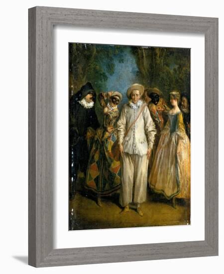 The Actors of the Commedia Dell'Arte-Nicolas Lancret-Framed Giclee Print