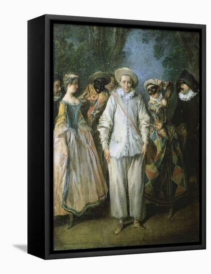 The Actors of the Italian Comedy, or the Italian Theatre, C.1725-28 (Oil on Wood)-Nicolas Lancret-Framed Premier Image Canvas