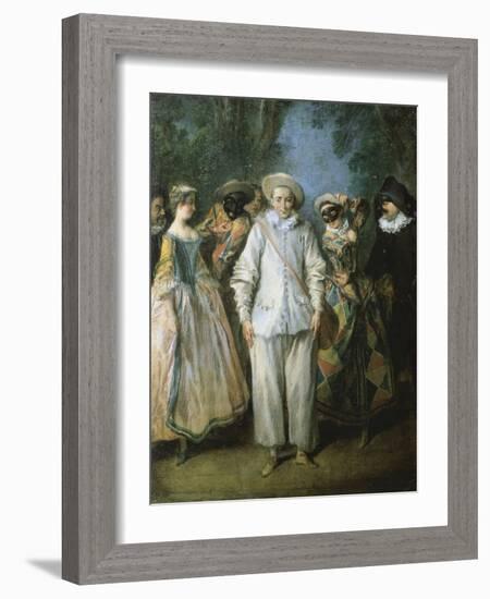 The Actors of the Italian Comedy, or the Italian Theatre, C.1725-28 (Oil on Wood)-Nicolas Lancret-Framed Giclee Print