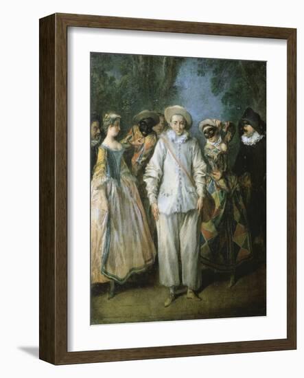 The Actors of the Italian Comedy, or the Italian Theatre, C.1725-28 (Oil on Wood)-Nicolas Lancret-Framed Giclee Print