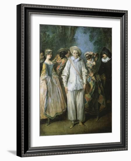 The Actors of the Italian Comedy, or the Italian Theatre, C.1725-28 (Oil on Wood)-Nicolas Lancret-Framed Giclee Print