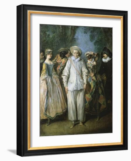 The Actors of the Italian Comedy, or the Italian Theatre, C.1725-28 (Oil on Wood)-Nicolas Lancret-Framed Giclee Print