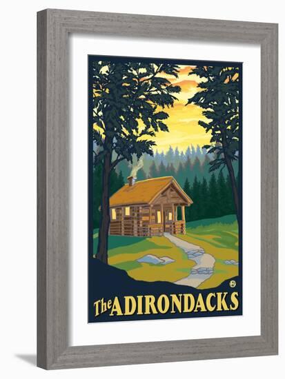 The Adirondacks - Cabin in the Woods-Lantern Press-Framed Art Print