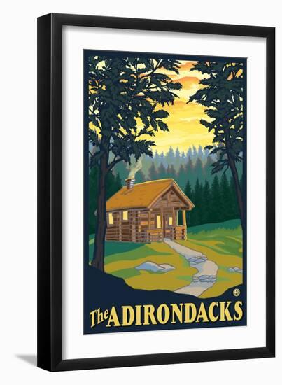 The Adirondacks - Cabin in the Woods-Lantern Press-Framed Art Print