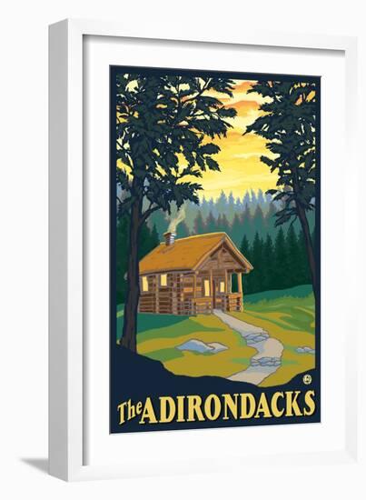 The Adirondacks - Cabin in the Woods-Lantern Press-Framed Art Print