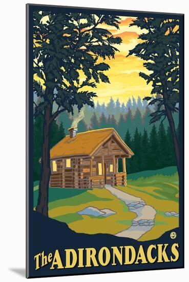 The Adirondacks - Cabin in the Woods-Lantern Press-Mounted Art Print