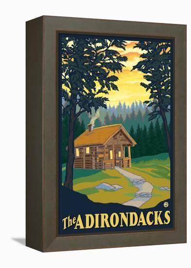 The Adirondacks - Cabin in the Woods-Lantern Press-Framed Stretched Canvas