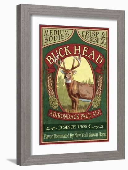 The Adirondacks, New York State - Buck Head Ale-Lantern Press-Framed Art Print