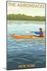 The Adirondacks, New York State - Kayak Scene-Lantern Press-Mounted Art Print