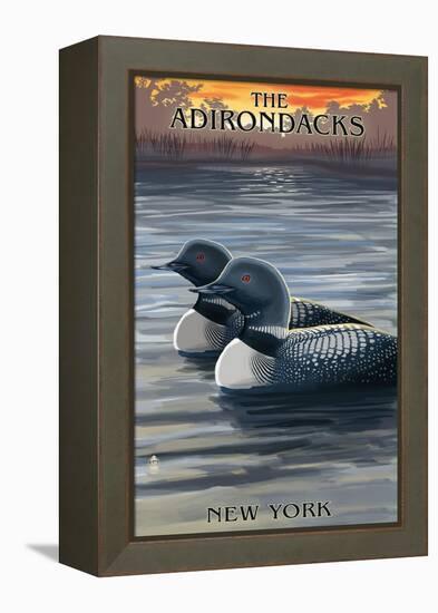 The Adirondacks, New York State - Loons at Sunset-Lantern Press-Framed Stretched Canvas