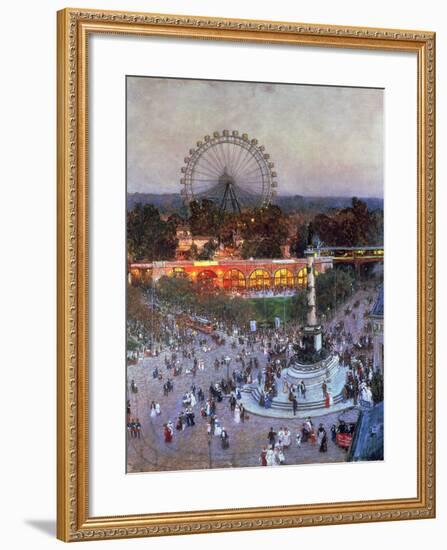 The Admiral Tegetthoff Monument at the Praterstern with the Ferris Wheel, Vienna-Heinrich Tomec-Framed Giclee Print