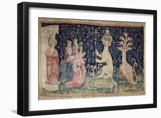 The Adoration of the Beast, No.42 from "The Apocalypse of Angers," 1373-87-Nicolas Bataille-Framed Giclee Print