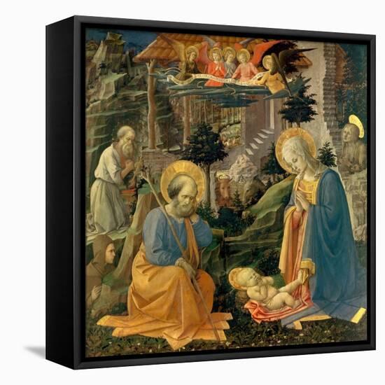 The Adoration of the Child with the Saints Joseph, Hilary, Jerome and Mary Magdalene, about 1455-Fra Filippo Lippi-Framed Premier Image Canvas